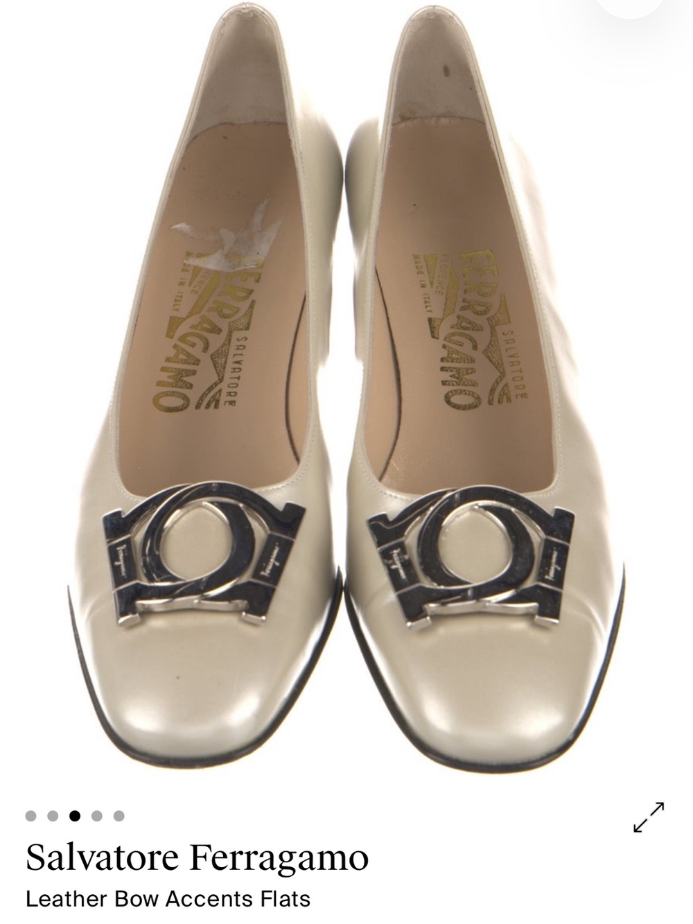 Ferragamo silver & pearl colored heel - size 7.5 NARROW NEW!